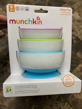 NEW 🆕 Munchkin Stay Put Three Suction Bowls no BPA